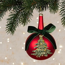 bauble hanging from christmas tree branch